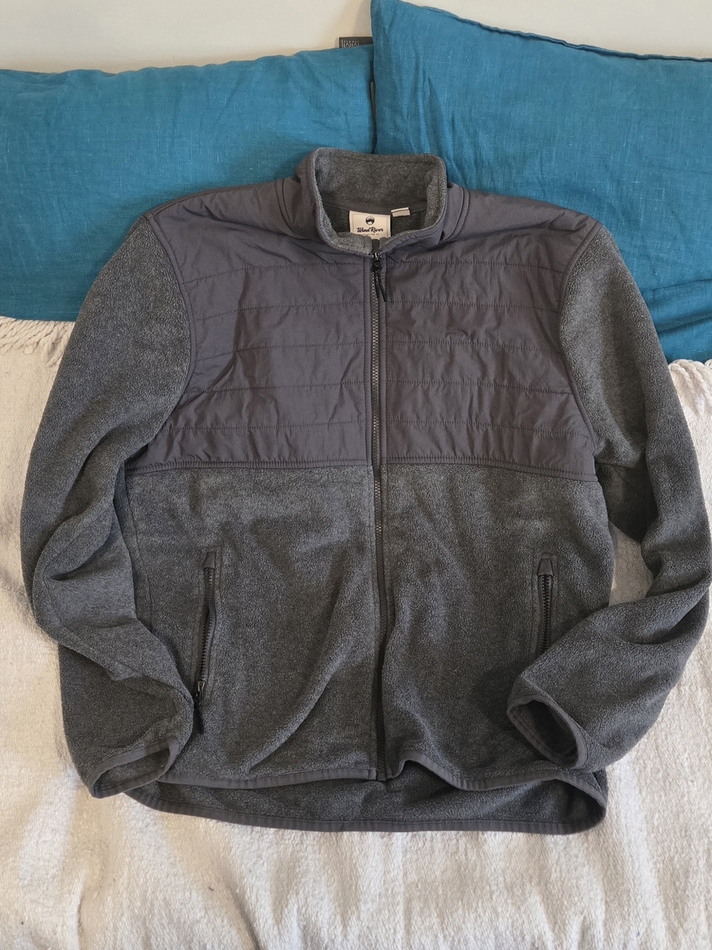 WindRiver Men’s Fleece Quilted Full Zip Jacket Grey Size L